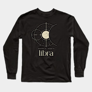 Minimalist Libra Zodiac Sign Constellation Astrology Horoscope Aesthetic Long Sleeve T-Shirt